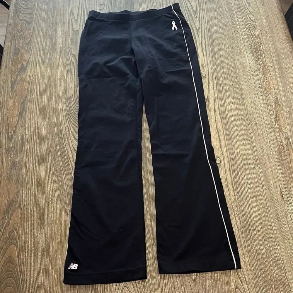 New Balance Womens Sweatpants Flare Mid Rise Pull-On Stretch Black Size Small